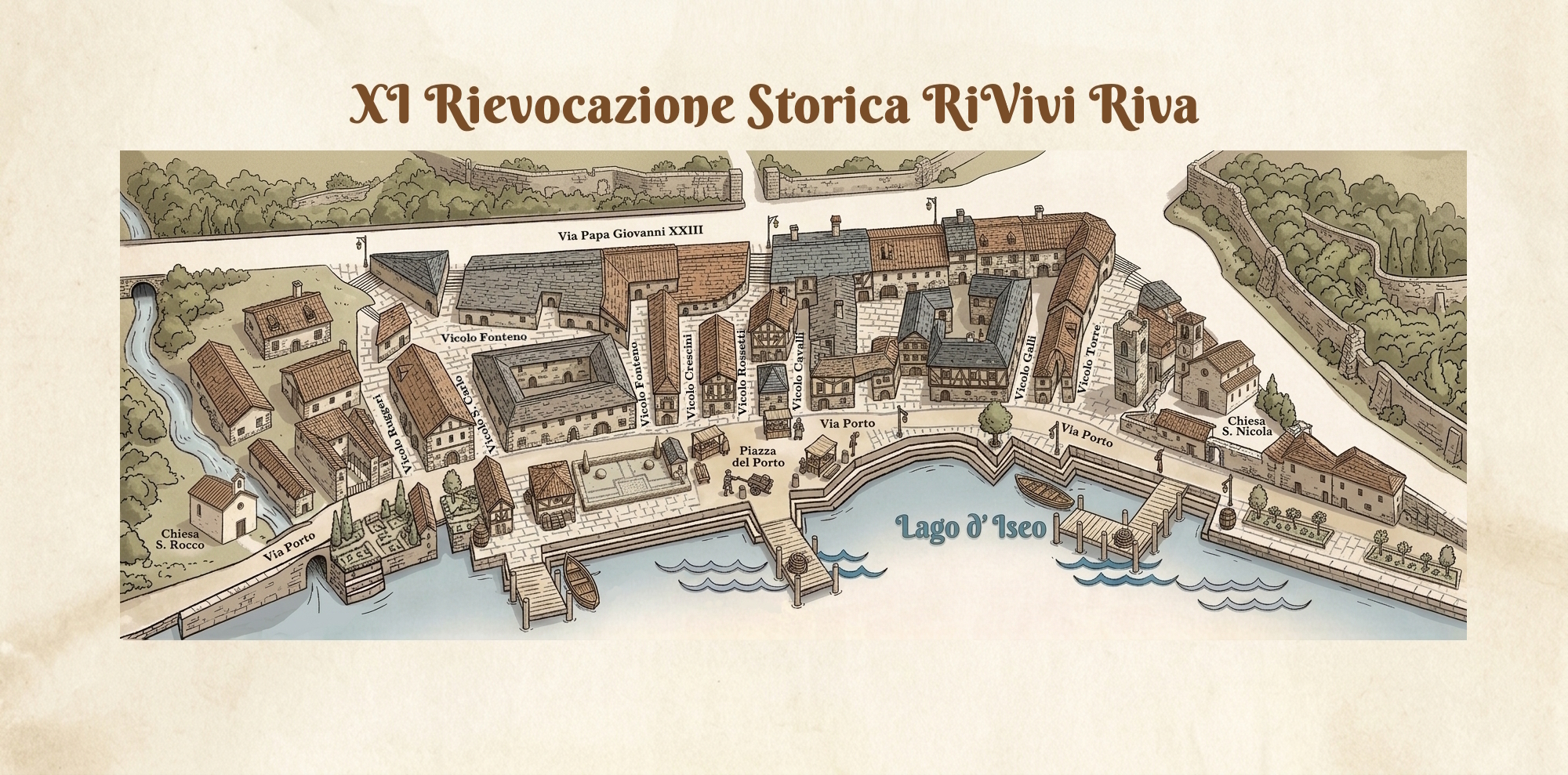 Mappa illustrata del borgo di Riva di Solto